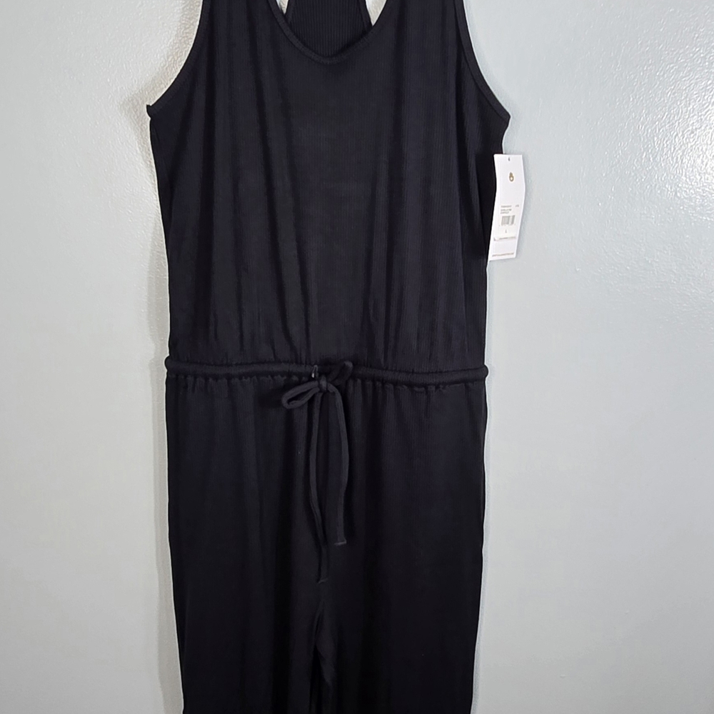Spiritual Gangster Black Sleeveless Jumpsuit with Drawstring Waist